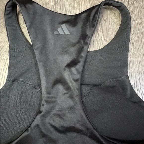 Adidas x Ivy Park Noir Shiny Racerback Bra Size Medium Removable Pads Athleisure - Picture 12 of 14